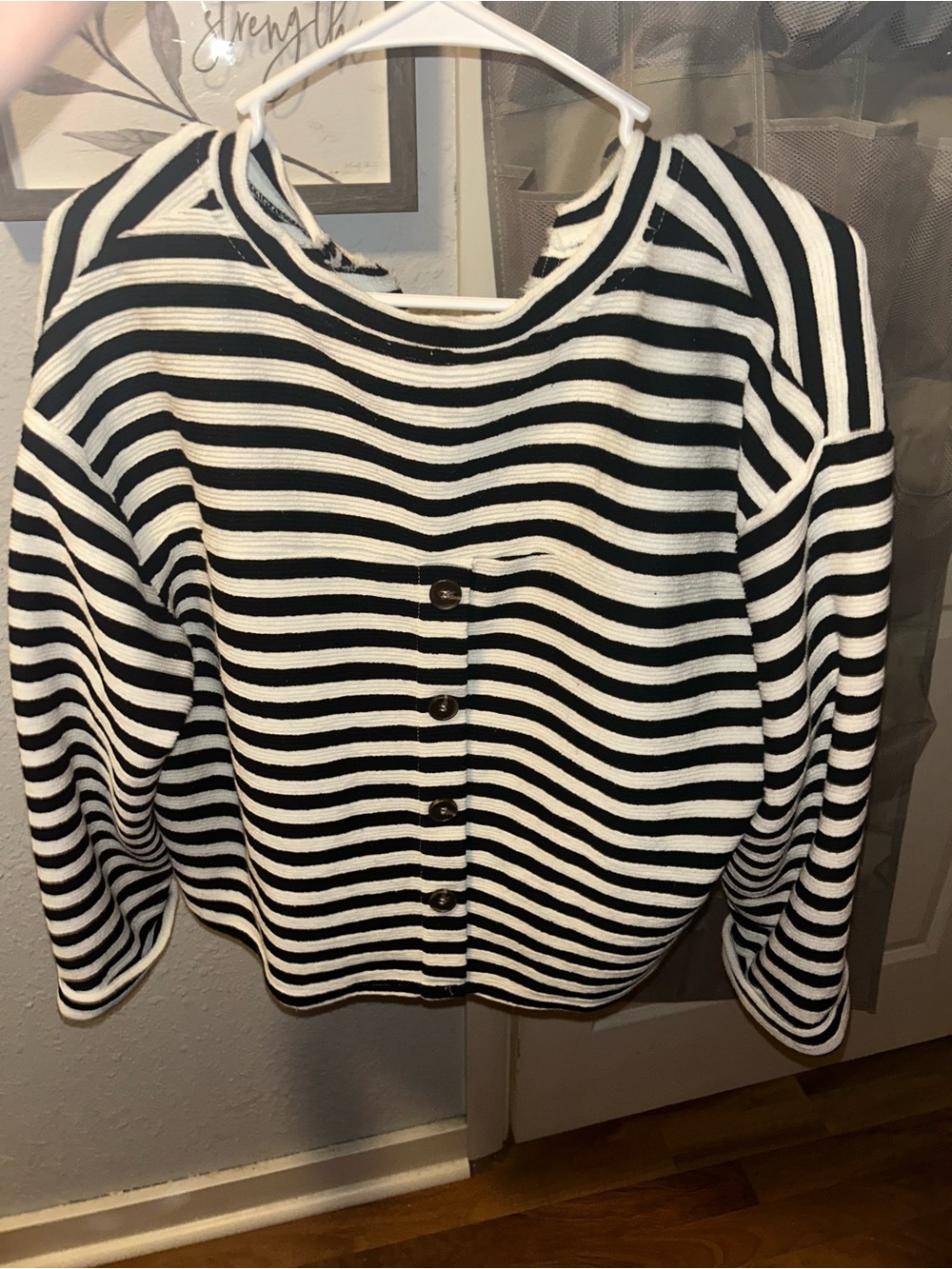 Blu Pepper Black and White Striped Knit Top